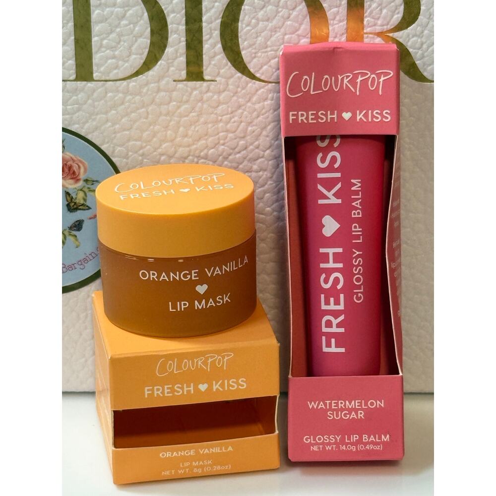 ColourPop Fresh Kiss Glossy Lip Balm WATERMELON SUGAR & Lip Mask ORANGE VANILLA